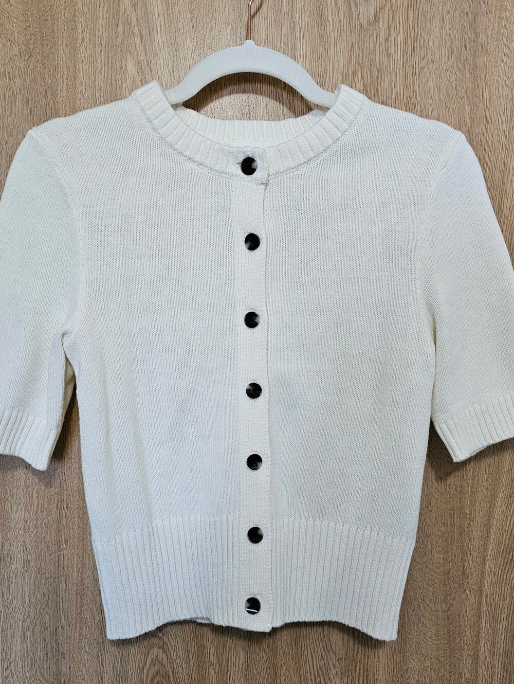 NWT! H&M White Cream Knit Cotton Blend Cardigan Size XS